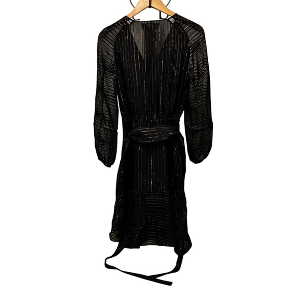 Massimo Dutti | Women's Black Sheer Metallic Striped Dress - Picture 6 of 11